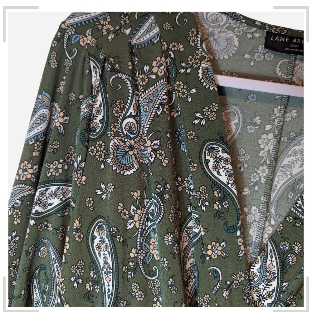 Pre-owned Lane Bryant Green Paisley Long Sleeve Dress Size 22/24 - Picture 9 of 16